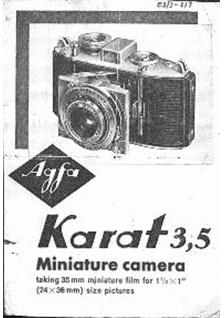 Agfa Karat manual. Camera Instructions.